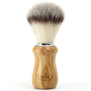 Omega - HI-BRUSH Synthetic Shaving Brush 0146832 - Olive Wood Handle