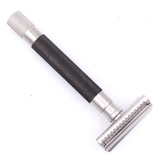 The Parker "Semi-Slant" double edge safety razor has the advantages of a slant bar razor (more cutting surface on each whisker due to the blade angle) without the aggressiveness and dramatic blade exposure associated with other slant razors. This razor delivers an incredibly close and comfortable shave.