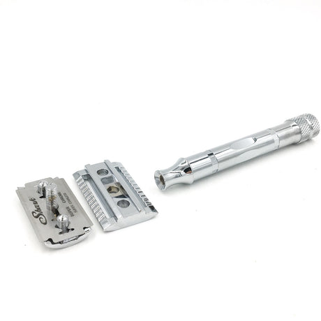 The 89R is one of the first Parker Safety Razors produced. It is a Parker classic with modern flare and styling, but old world quality. It has Parker’s three piece head which is noted for precise blade allignment. This is an excellent razor for those first startng to shave with a double edge razor or for those seasoned verterans looking for a new razor.