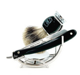 Parker - Chrome Razor And Brush Stand for Both Straight Razors and Long Handle Safety Razors