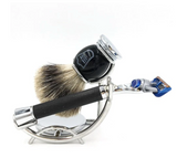 Parker - Chrome Razor And Brush Stand for Both Straight Razors and Long Handle Safety Razors