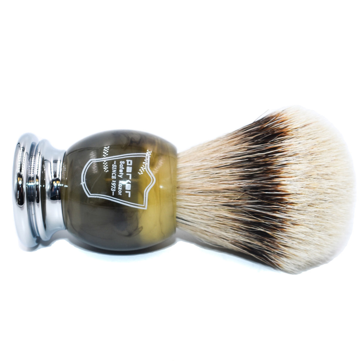 Parker - Faux Horn Handle Silvertip Badger Shaving Brush and Stand