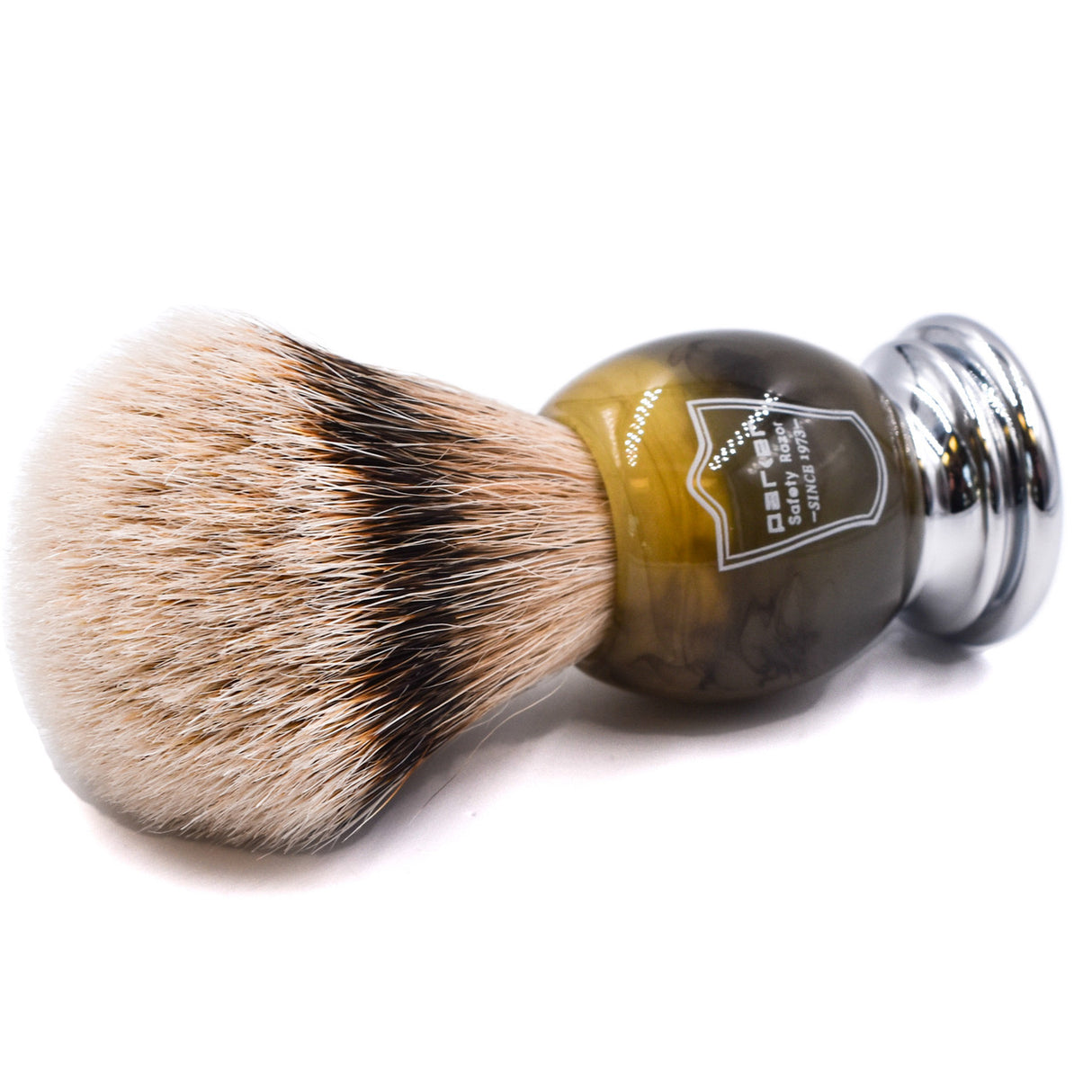 Parker - Faux Horn Handle Silvertip Badger Shaving Brush and Stand