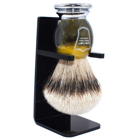 Parker - Faux Horn Handle Silvertip Badger Shaving Brush and Stand