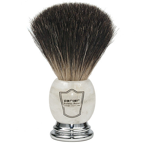 Parker - Ivory Marbled Handle Black Badger Shaving Brush and Stand