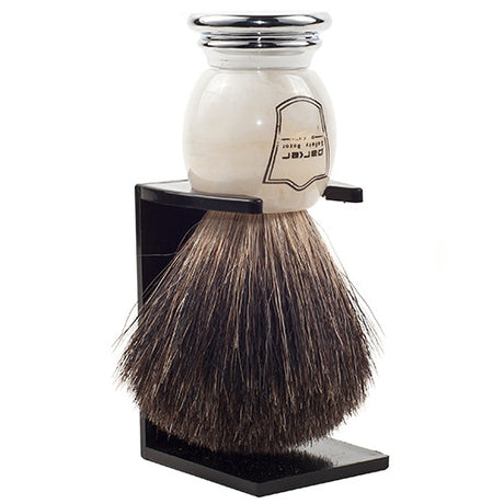 Parker - Ivory Marbled Handle Black Badger Shaving Brush and Stand