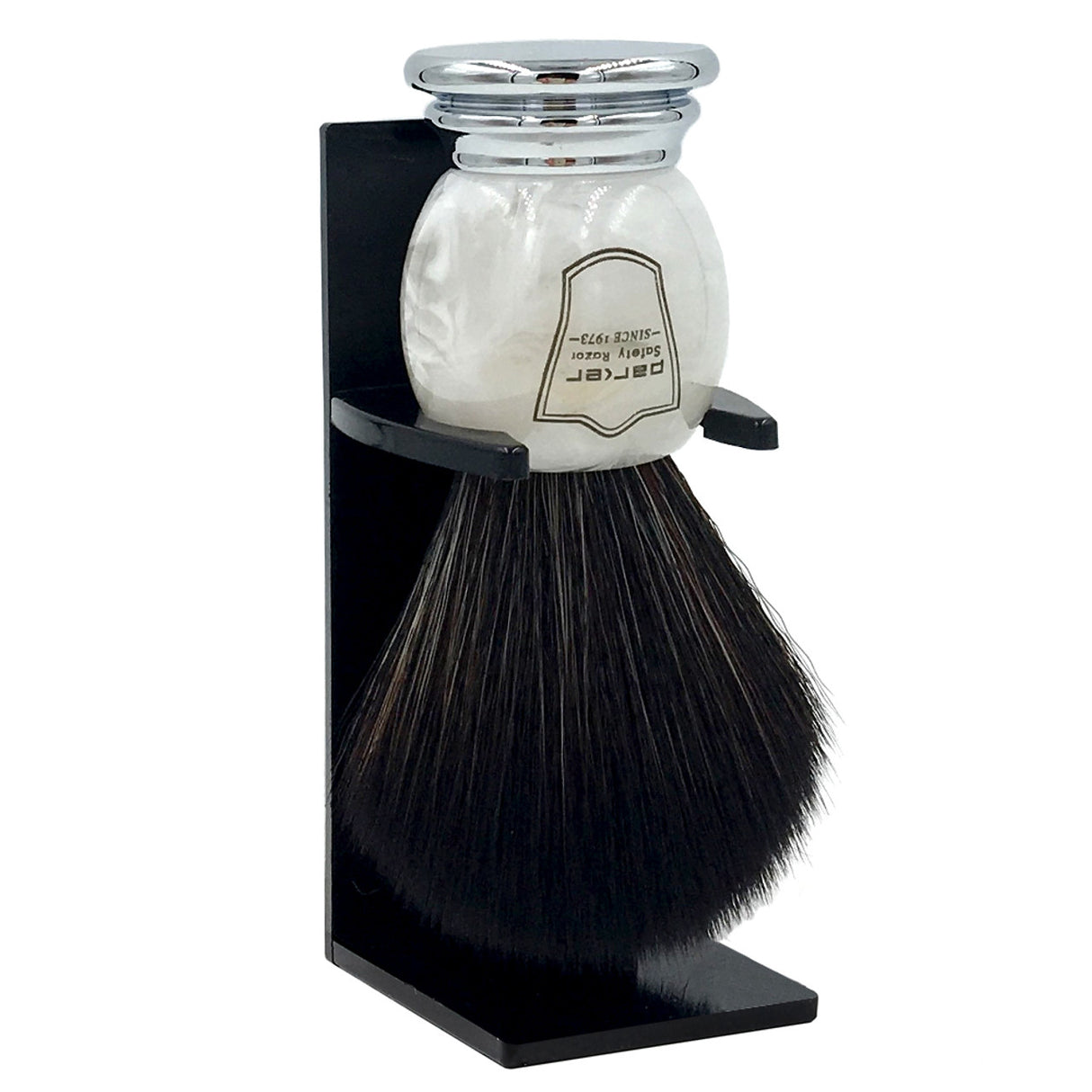 Parker - Marbled Ivory Handle Synthetic Shaving Brush and Stand