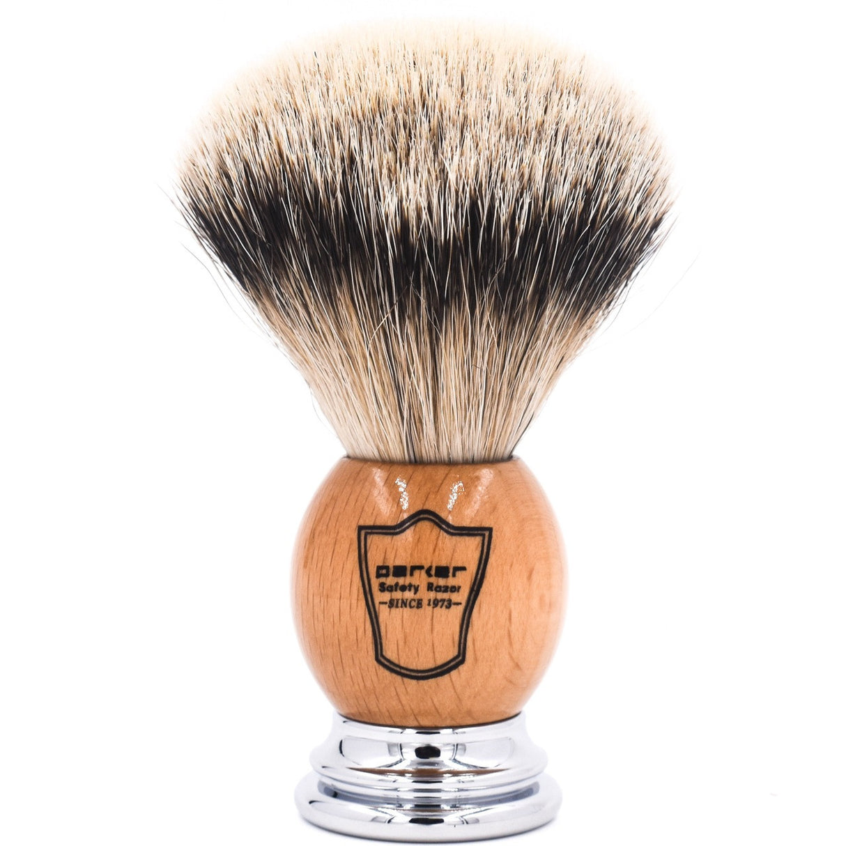 Parker - Olivewood Handle Silvertip Badger Shaving Brush and Stand