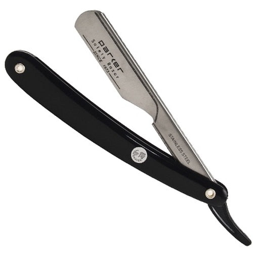 RAZOR No.SiX パーカー Parker - PTB Push Type Black Handle Shavette Straight Razor