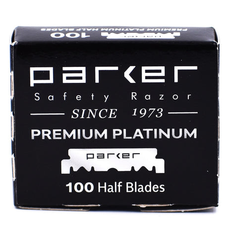 Parker - Premium Platinum Saloon Style Half Blades for Barber Razors - 100 Blades