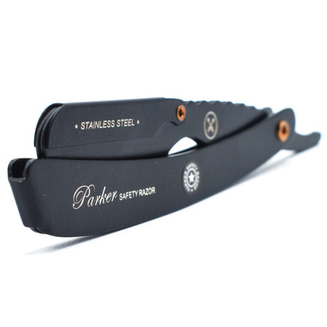 Parker - SRX Stainless Steel Shavette Straight Razor - Black Finish