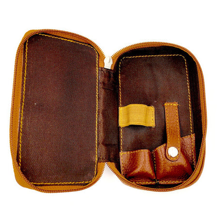 Parker - Saddle Brown Genuine Leather Safety Razor Travel Case