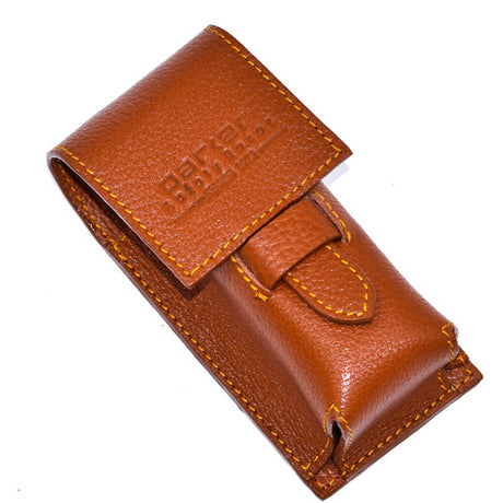 Parker - Saddle Brown Genuine Leather Shave Brush Case