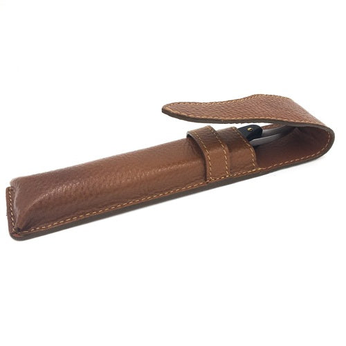 Parker - Saddle Brown Leather Straight Razor Travel Case