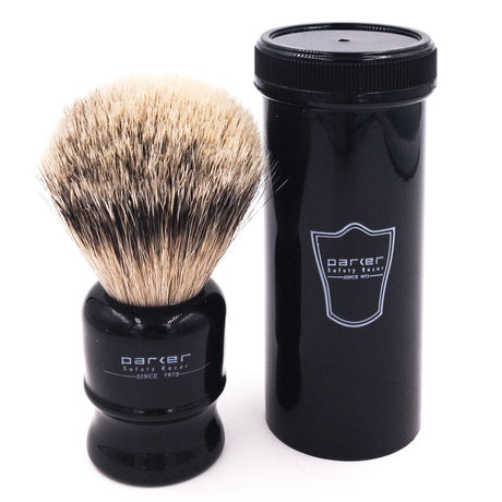 Parker - Travel Silvertip Badger Shaving Brush with Case