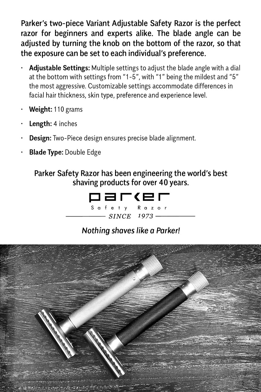 Parker - Variant Adjustable Safety Razor – Satin Chrome | Free