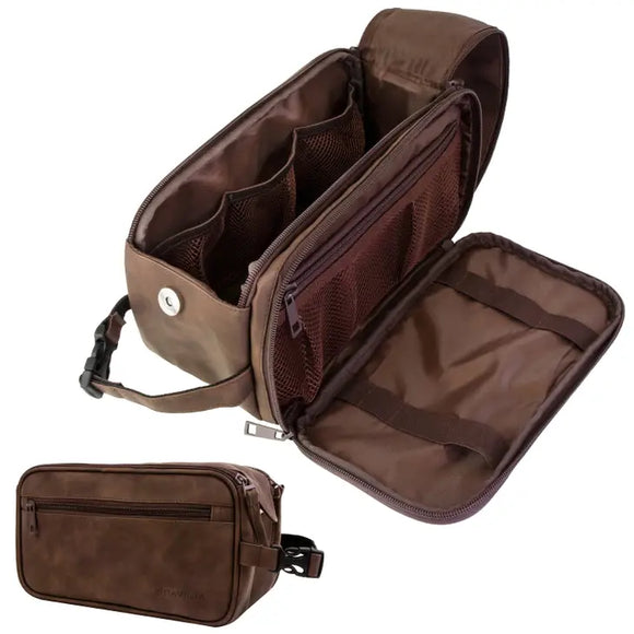 Pavilia - Dark Brown - Medium Men's Classic Dopp kit Toiletry Bag