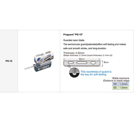 Use Feather Pro Guard blades for a straight razor quality shave with the safety a double-edge razor provides.  Feather Pro Guard blades are wrapped in a protective wire enclosure that shields your face from cuts and nicks, giving you a smooth shave while diminishing the risk of cutting yourself.