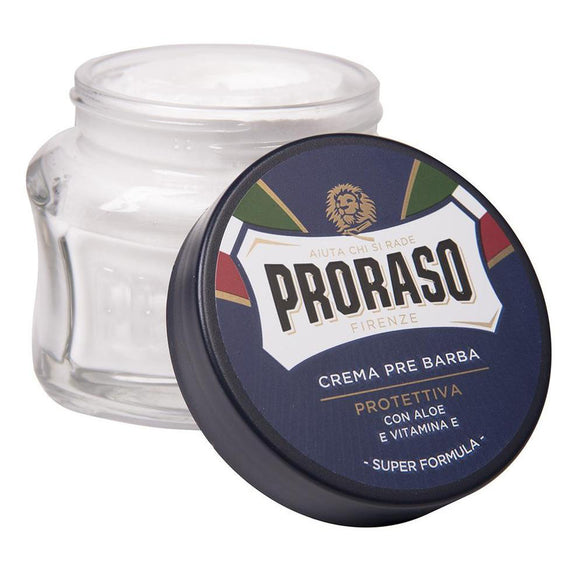 Proraso - Blue - Aloe and Vitamin E Pre and Post Cream Glass Jar - 100ml