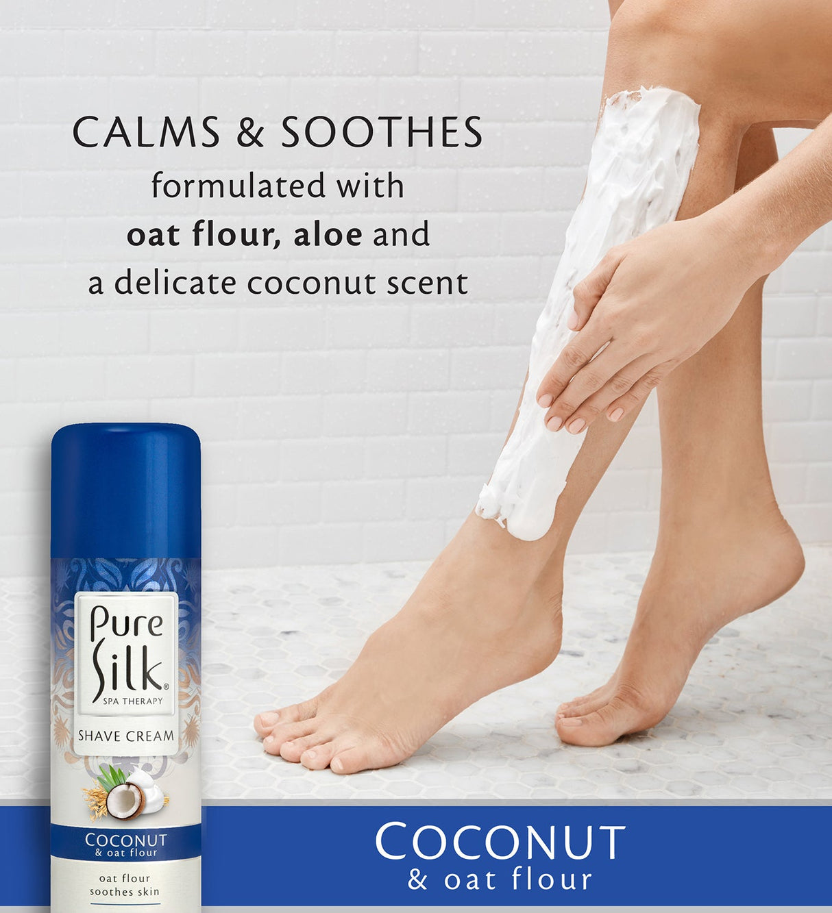 Pure Silk - Coconut & Oat Flour Shave Cream - 7.25 Ounces