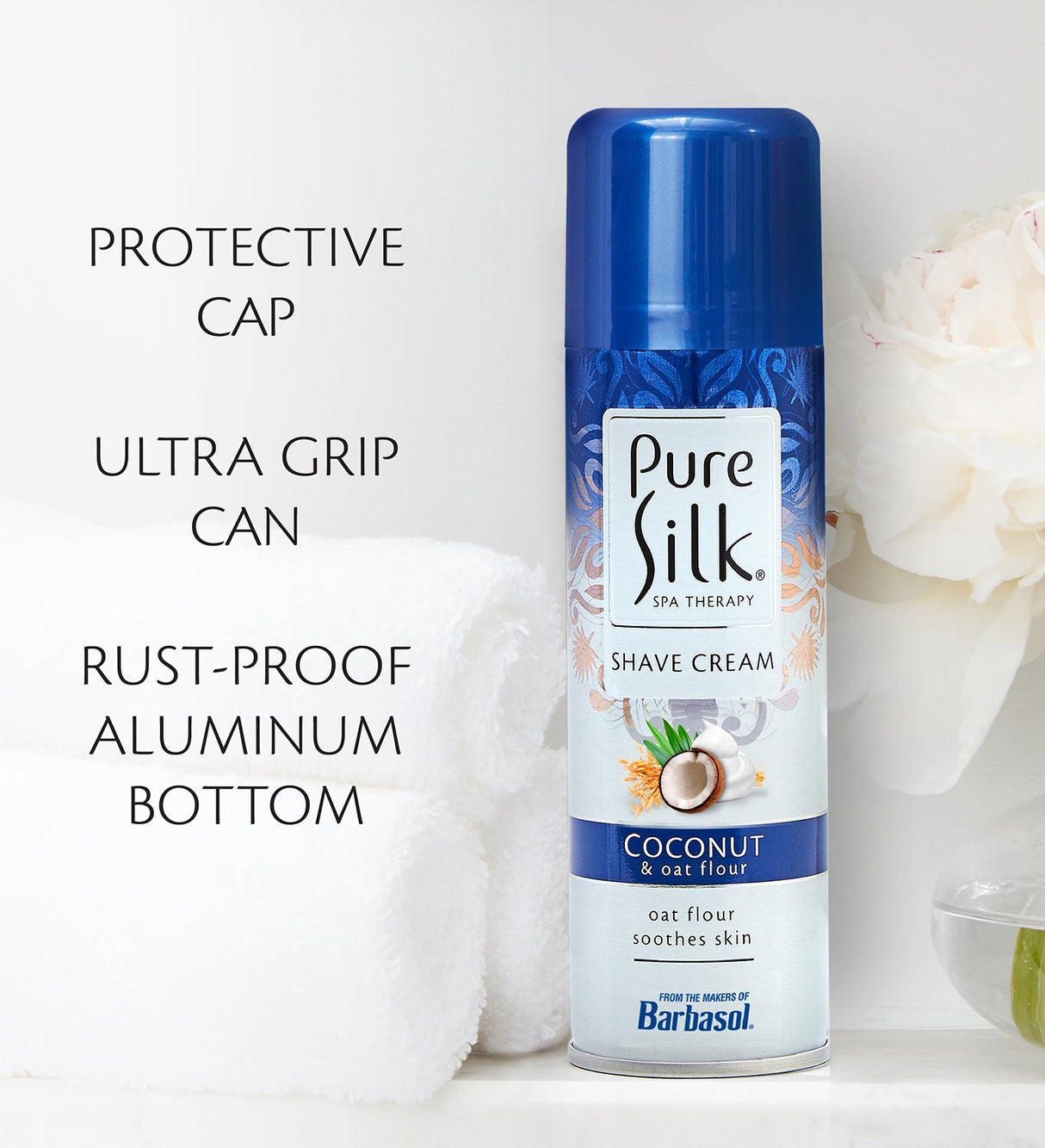 Pure Silk - Coconut & Oat Flour Shave Cream - 7.25 Ounces