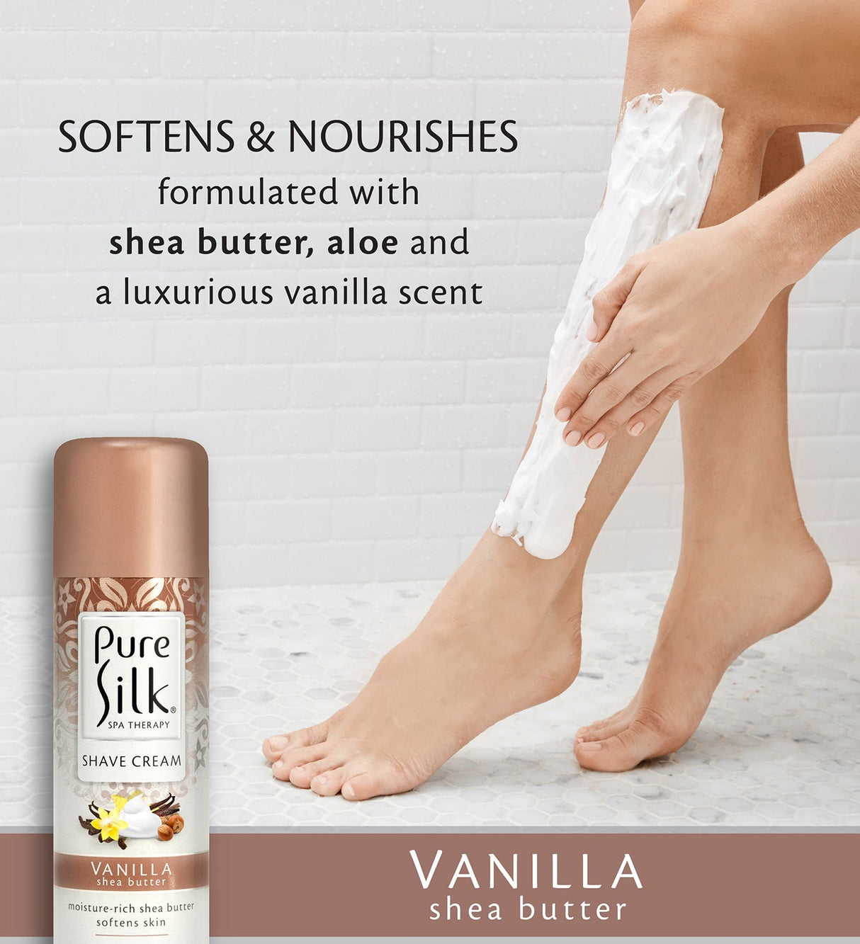 Pure Silk - Vanilla Shea Butter Shave Cream - 7.25 Ounces