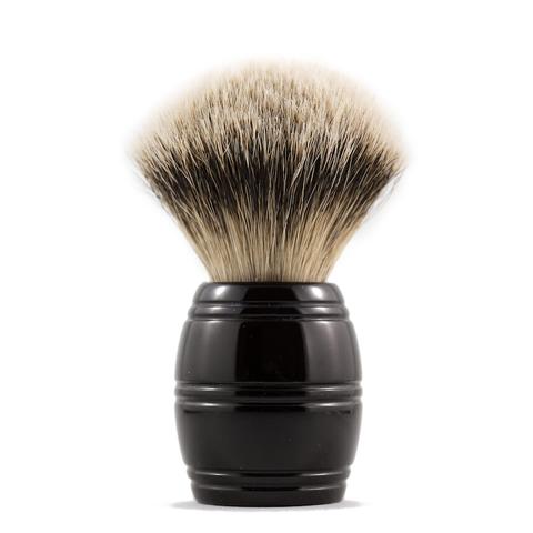 The RazoRock 24 Barrel Silvertip is a brush we are very excited about, a handle that took us much time to execute properly. Although the barrel seems like a simple design, it's proportions are critical to achieve both aesthetic beauty and great feel. The brush is very comfortable in the hand and great for face lathering because your thumb, pointer and middle fingers get close to the base of the knot when held, a traditional shaving brush.  RazoRock silvertip badger knots are densely packed 