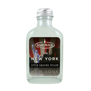 From Razorock:  RazoRock For New York After Shaving Splash  An after shave splash that is "Wall Street masculine"; strong, powerful, sharp & bold.  Ever since we released the soap, New Yorkers and RazoRock fans have been asking for a splash.  Well, here it is... we hope you love it!  Ingredients: Alcohol Denat, Aqua (Water/Eau), Parfum (Fragrance), Polysorbate 20, PEG-40 Hydrogenated Castor Oil, Menthol, Dimethicolne Copolyol, Tetrasodium EDTA.