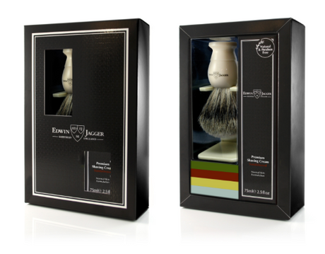 Edwin Jagger Imitation Ivory Shaving Brush And Cream Gift Set - Sandalwood