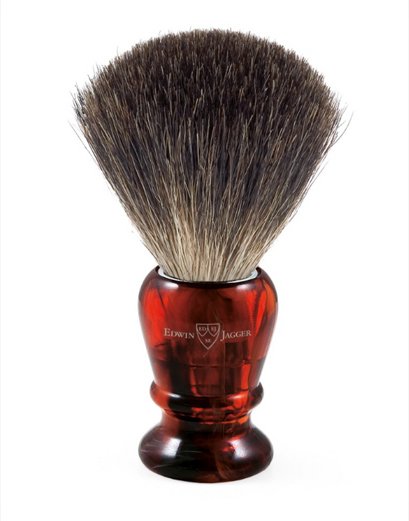Edwin Jagger 81P43 Imitation Tortoiseshell Shaving Brush (Pure Badger)