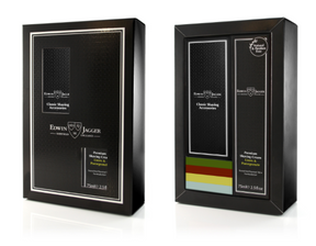 This Boxed Edwin Jagger Imitation Ebony Razor And Cream Gift Set (Limes & Pomegranate) Includes:  Edwin Jagger DE87 Imitation IVORY Double Edge Safety Razor Edwin Jagger Limes & Pomegranate shaving cream 75ml tube DETAILS  An excellent gift for a traditional wet shaver, this boxed set comprises a classic Edwin Jagger DE87 Imitation IVORY Double Edge Safety Razor, and a 75ml tube of Edwin Jagger Limes & Pomegranate natural shaving cream.