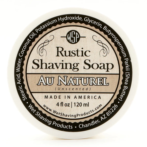 Wet Shaving Products - Au Naturel - Rustic Shaving Soap - 4 Fl oz