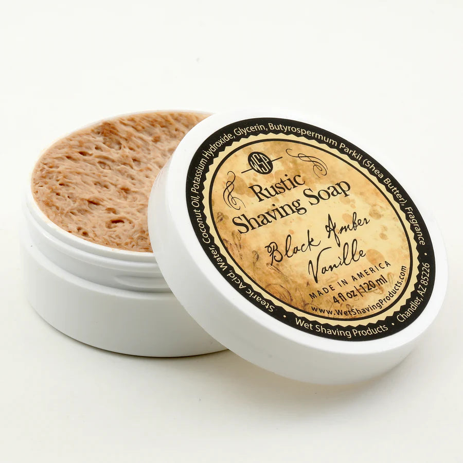 Wet Shaving Products - Black Amber Vanille - Rustic Shaving Soap - 4 Fl oz
