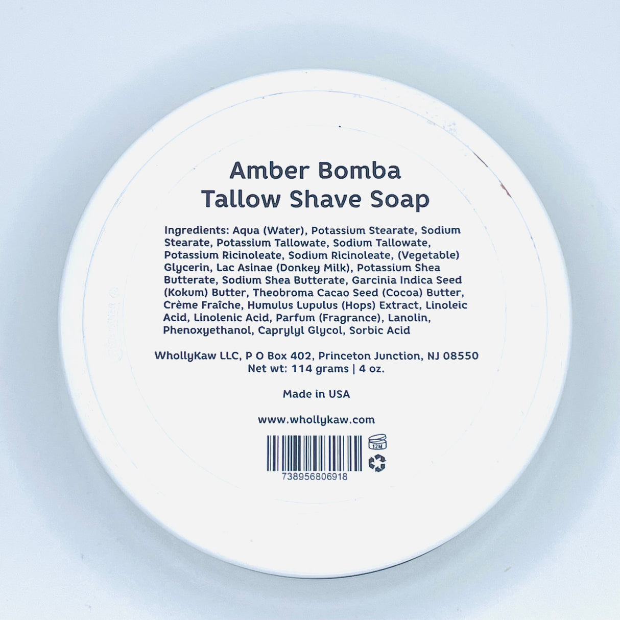 Wholly Kaw - Amber Bomba - Tallow Shave Soap