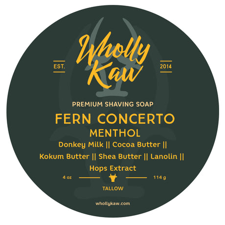 Wholly Kaw - Premium Mentholated Shave Soap -  Fern Concerto