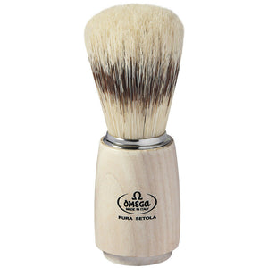 Omega Boar Bristle Shaving Brush - Badger Effect - With Ash Wood Handle. 11711