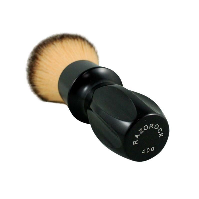 RazoRock 400 Plissoft Synthetic Shaving Brush - Glossy Black Handle