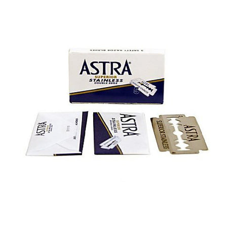 Astra - Blue Superior Stainless Double Edge Razor Blades - Pack of 5 Blades