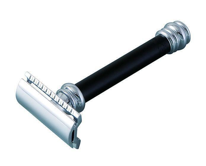 Merkur 38c HD Double Edge Safety Razor - Black Barber Pole Handle