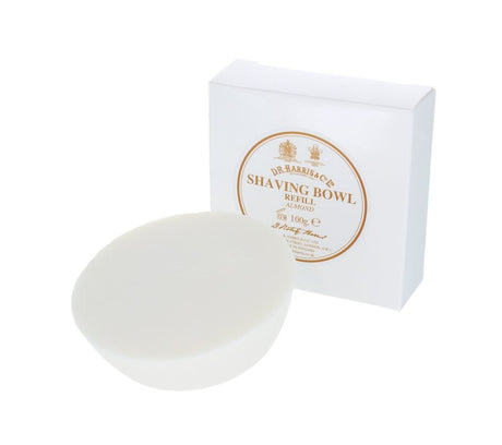 This solid almond scented shaving soap is of the finest quality and has been triple-milled to increase the richness and luxuriousness of the lather. This refill fits our beech and mahogany bowls or the porcelain shaving bowls. Incredibly economical, each soap will last for several months.