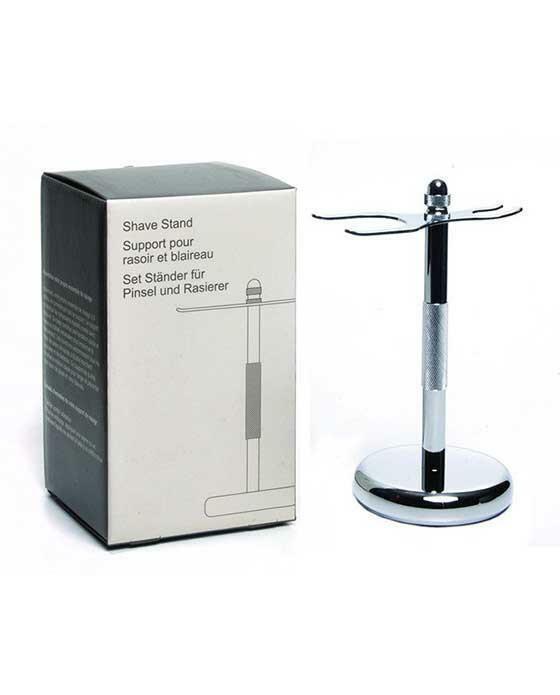 Chrome Shaving Stand - Holds Razor & Brush