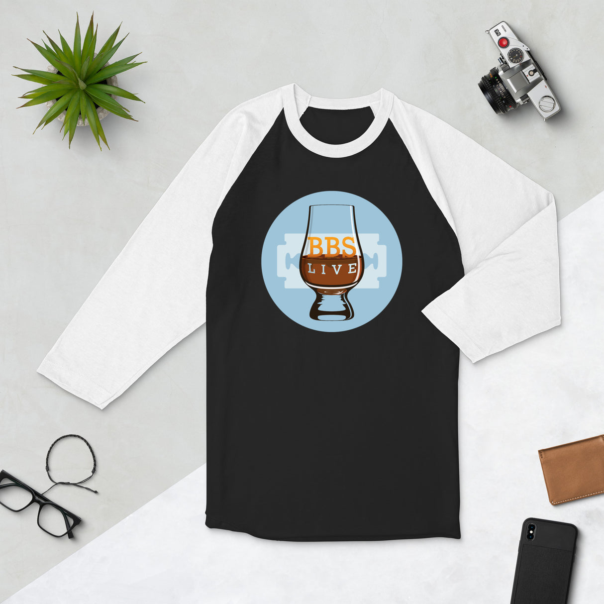 BBS.Live - Logo 3/4 Sleeve Raglan Shirt