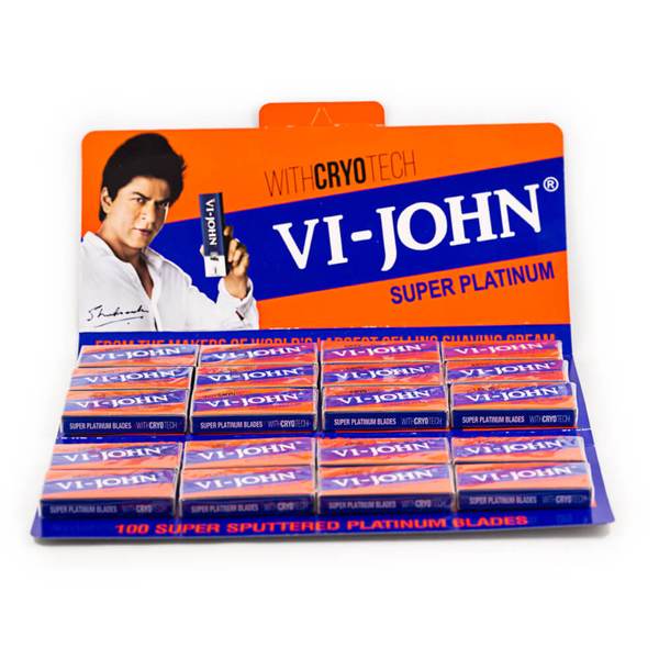 100 Vi-John Super Platinum Coated Stainless DE Blades, 20 Packs Of 5