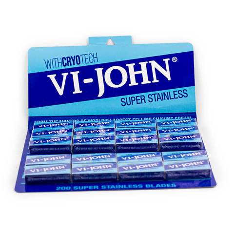 Vi-John Super Stainless DE Blades, 200 Blades (20 Packs Of 10)