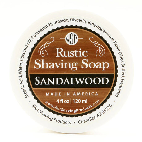 Wet Shaving Products Sandalwood Rustic Shaving Soap 4oz