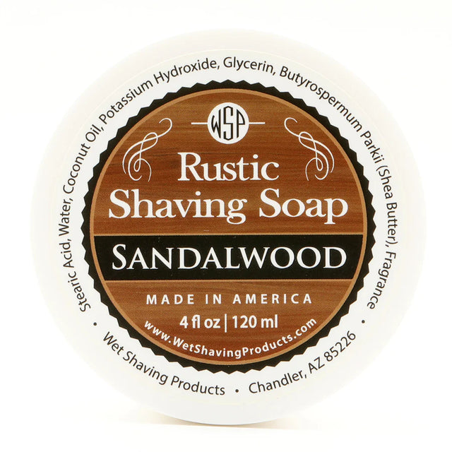 Wet Shaving Products Sandalwood Rustic Shaving Soap 4oz